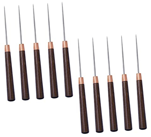 SHINEOFI 10 Punzones Mango De Madera Perforadoras Para Manualidades Herramientas De Costura