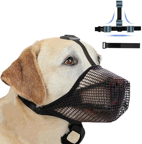Maulkorb für Große Hunde, Atmungsaktive Haustiermaske Hundetraining, Maulkorb Mittlere für Beißen Kauen, Soft Mesh Maulkorbs für Kleine Mittlere und Große Hunde