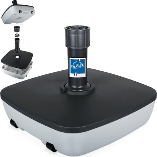 Stimo Premium Sonnenschirmständer für 3,5-5cm mit Rollen Schirmständer rollbar Grau Schirmfuß befüllbar bis 32kg