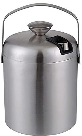Eiseimer Eiskübel aus Edelstahl [1,2 Liter], mit Deckel, inklusive Sieb, hält das EIS kalt und trocken, bequemer Tragegriff, ideal für Cocktailbar, Champagner