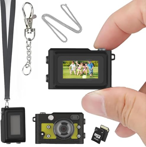 Mini caméra porte-clés CAM écran 3,7 cm Mini appareil photo rétro petit appareil photo numérique HD 1080p Enregistreur vidéo portable Commutateur de mode photo/vidéo 64 G TFType-C Batterie 2H 62 g
