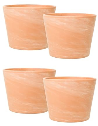 Leni Siena Terrakotta Keramik Übertopf Blumentopf rund Terracotta-Farben matt Pflanztopf ohne Loch für Zimmerpflanzen Hydrokultur Erde - Größe 12 M