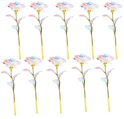 24 K vergoldete Glaxy Rose Set - zehn blumige Erinnerungen für immer | Künstliche Rosen für Frauen beschwert für Mutter Ehepartner bei Feiern, Jubiläen, Geburtstagen, Tagen
