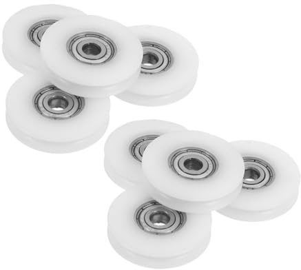 8 Stück U Nut Rollen mit Kugellager für Schiebetüren und Fenster | Kohlenstoffstahl und Nylon, Weiß, Sanfter Lauf mit Hoher Tragkraft, für Heimschienensysteme