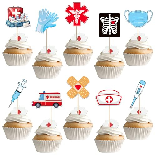 40 Stück Nurse Cupcake Toppers Krankenpfleger Tortendeko Fröhliche Woche der Krankenschwestern Kuchen Deko für Krankenpfleger Thema Geburtstag Party Kuchen Dekorationen