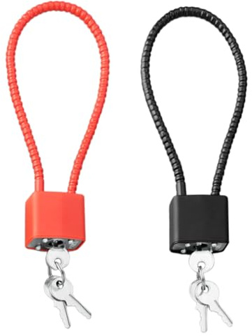 2 Pcs Steel Rope Padlocks with Keys Long Shackle Locks for Suitcase Gate Bicycle Gym Locker Heavy Duty Outdoor Padlocks with Flexible Cable (L)