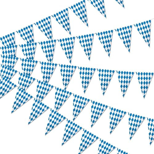 EIH1 9.2m Packungen Oktoberfest Party deko,Oktoberfest Deko,Bayrische Deko,Wimpelkette Blau Weiss,Geeignet für Oktoberfest Party(Blau und weiß)