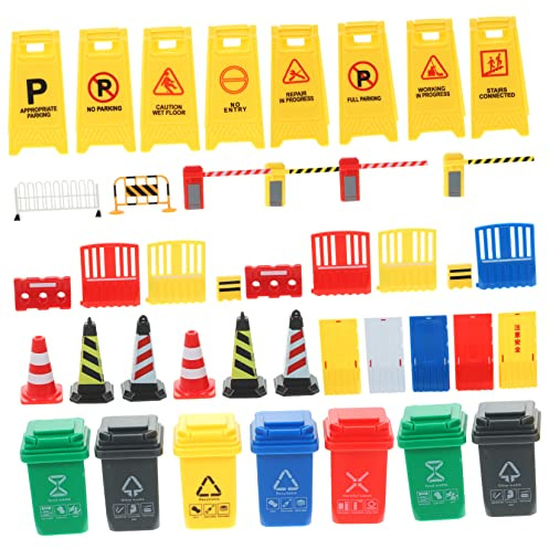 Toyvian Set de Panneaux Miniatures et Barricades de Circulation Jouets Éducatifs pour Garçon Fille Aide Pédagogique Routière Apprentissage Ludique pour Garçons et Filles