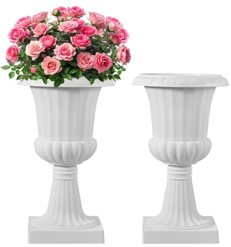 VEVOR Blumenspindel aus Kunststoff, 40x67 cm, 2er-Pack, Pflanzpokal. Pflanzkübel, Pflanzschale, weiße Blumentöpfe, für die Veranda, Hochzeit, Party, Zuhause, Bühne, Balkon, Terrassendekoration