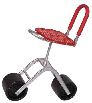 Generisch Rollbarer Gartenarbeitshocker, Gartenhelfersitz, Höhenverstellbar 36–48 cm, Mit Klappbarer Rückenlehne for Rasen, Hof, Terrasse, Außenbereich(Red)