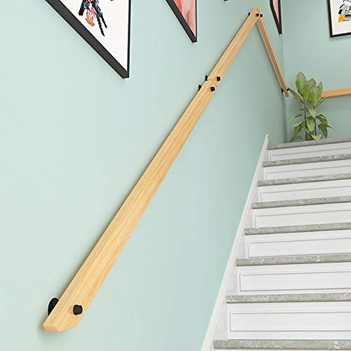 Ringhiera per scale in legno per interni ed esterni, con staffa da parete, lunghezza regolabile da 30 cm a 600 cm, ideale per scale e balconi in parapetto, soluzione di sicurezza elegante