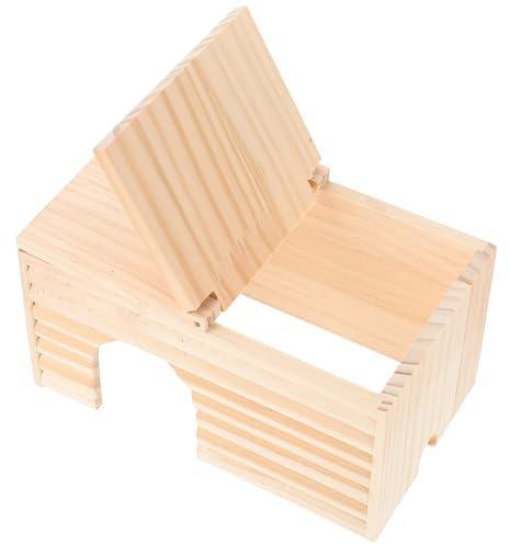 BELLIFFY Maison en Bois pour Hamster et Petits Rongeurs Nid de Jeu et Cachette Sécurisée Bois Naturel sans Odeur Espace Confortable pour Dormir et Jouer Taille Compacte pour Cage