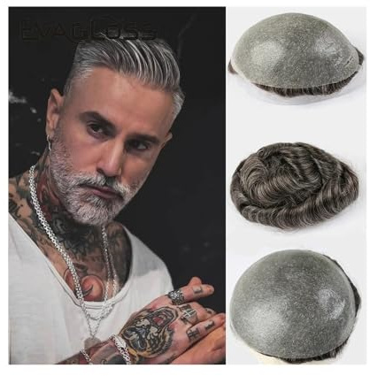 Für Männer Toupet for Herren, 15,2 cm, weiches Ersatzsystem aus Echthaar, 20,3 x 25,4 , dünne Haut, V-förmige Haarteile for Männer, volle PU-Basis, männliche Haarprothese Perückenkopf