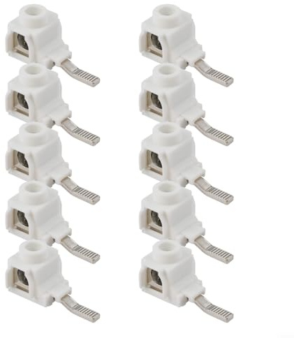 Connettore sbarra collettrice a interruttore, morsettiera 63A 25 mm² per quadro elettrico, confezione da 10 connettori in plastica bianca per scatola di distribuzione, montaggio su guida DIN
