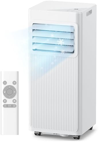 7000 BTU Condizionatore Portatile 4-in-1, Ventilatore e Deumidificatore 19L, Silenzioso con Timer 24H - Tubo di Scarico e Guarnizione per Finestra - Fino a 25 m² - Classe Energetica A(Bianco alpino)