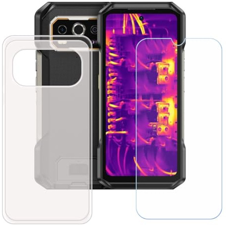 BMPNLSZ Funda para Ulefone Armor 27T Pro+ Screen Protector, Translúcido Suave Silicona TPU Canica Carcasa Caso Case + Cristal Templado Film Vidrio (6,78)