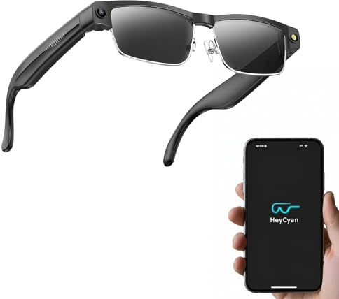 SINOTE'CA AI Smart Glasses con Telecamera 8MP, Occhiali Intelligenti Bluetooth, Occhiali da Sole con Videocamera Integrata, Traduzione in Tempo Reale, Musica Open-Ear, Microfono Dual Noise Reduction