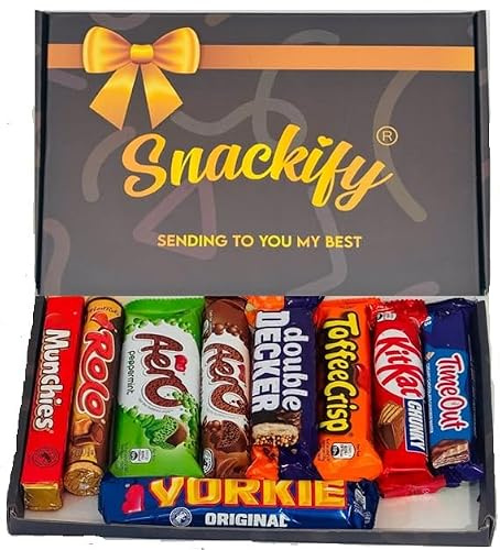 Snackify Chocolate Gift Box for Him & Her | Filled with 9 Assorted Full Size Bars | Gifts for All Occasions | Thank You Gifts for Women & Men, Leaving Gift for Colleagues | Letterbox Friendly