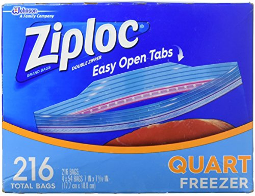 Ziploc Double Zipper Quart Freezer Bags, 216 Count by Ziploc