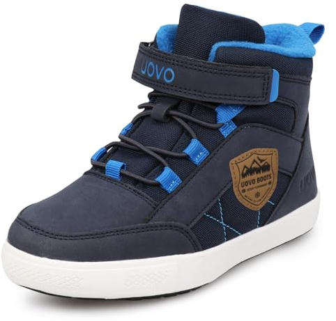 UOVO Winterschuhe Jungen Turnschuhe Unisex-Kinder Warm Gefüttert Sneaker Outdoor Winterstiefel rutschfeste weiche Mid Stiefel Mädchen, Blau(vlies), 30 EU
