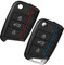 Yosemy 2 Piezas Funda para Llave Compatible para VW Golf 7 Skoda Seat Silicona Carcasa Protectora Funda para Llave de Coche de 3 Botones Rojo + Azul