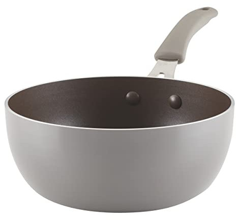 Rachael Ray Cook + Create Nonstick Saucier Pan/Saucepan, 3 Quart, Gray