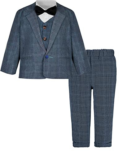 mintgreen Barn Pojke Formellt Bröllop Klänningar Dop Smoking Blazer Kläder 5 st Set, Marinblå, 3-4 anni
