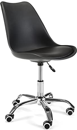 AKORD Sedia Scrivania per Bambini con Rotelle | Senza Braccioli | FD005 | Ergonomica | Girevole | Altezza regolabile | Per lo studio e il divertimento | Peso massimo supportato: 125 kg | Nero