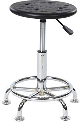 SIGOLY Hocker auf Rädern Laborhocker, Kleiner Arbeitshocker, Arbeitsstuhl, gestanzte antistatische Platte aus Edelstahl 5 Krallen stumm für Klinik, Werkstatt, Büro, 45-55 cm (Color : Black) Marriage