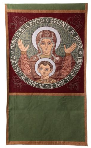 Holyart Voile de lutrin néocatéchuménal Notre-Dame Buisson Ardent Jacquard