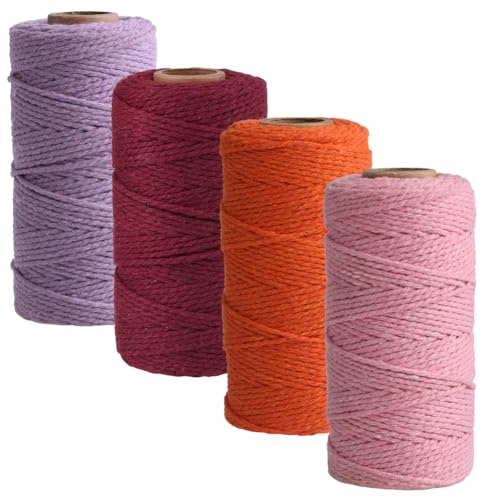 Aublinto Hilo de Navidad, cuerda de yute y algodón, hilo de panadería, rojo, blanco y verde, cordón de Navidad, 2 mm, cordón de algodón de 100 m, hecho a mano, material de embalaje, festival