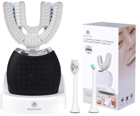 Magentak Brosse à dents électrique à ultrasons en forme de U pour adultes, brosse à dents Sonic Glow pour nettoyage en profondeur, brosse à dents 23760 poils 360 ° nettoyage de la bouche, 3 modes de