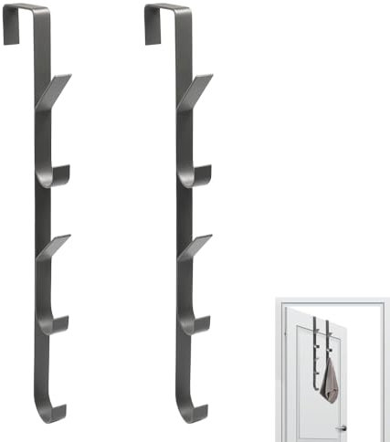 Aoyswuz 2 Piezas Colgador Vertical Sobre la Puerta 5 Ganchos Perchero para Puerta para Puertas con un Grosor de 4-4,4 cm