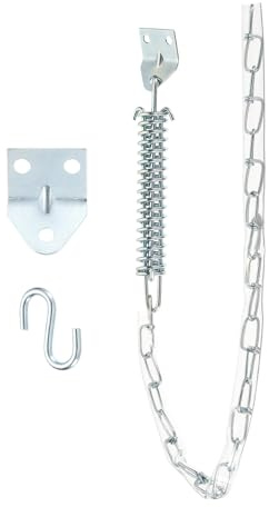 PATIKIL Screen Door Chain,(25 Inch, Silver) (1 Pcs), Zinc Plated Steel Spring Storm Door Protector with 1 Pcs Corner Bracket and S-Hook, Suit for - Medium Lightweight Storm Screen Doors