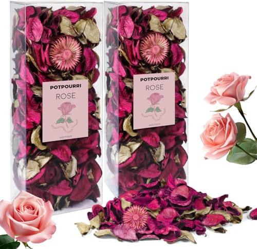 Potpourri profumo di rosa naturale, 240 g, mix di fiori secchi, per profumo, confezione da 2 pezzi, per bagno, camera da letto, soggiorno