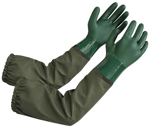 XTDMJ Long Rubber Gloves, 27.5 Long Pond Gloves, Heavy Duty Pond, Chemical Protective, Long Waterproof Drain Cleaning Gloves for Gardening, Fishery, Aquarium, Machinery Industry