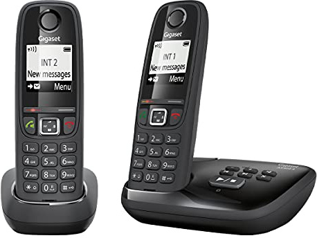 Gigaset AS405A DUO - Advanced Cordless Home Phone with Answer Machine and Nuisance Call Block - 2 Handsets, Glossy Black
