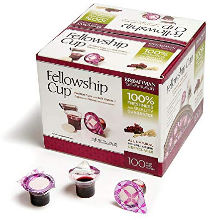 BROADMAN CHURCH SUPPLIES Pre-filled Communion Fellowship Cup, Juice and Wafer Set, 100 Count