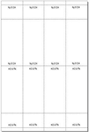 Print-Ready Numbered Tickets w Perfed Stub (3 x 8-1/2), 8-UP, Perfed for Separation, on 12 x18 White 100lb Hammermill Cover Paper - 100 Sheets (800 Tickets)