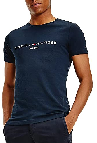Tommy Hilfiger Uomo T-Shirt Maniche Corte Core Tommy Logo Scollo Rotondo, Blu (Sky Captain), L