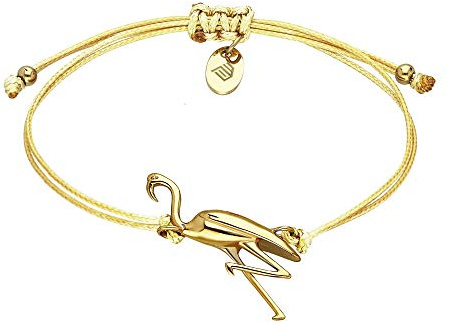 Max Palmer Armband mit Flamingo Anhänger | Ziehverschluss verstellbar | Partner Armschmuck in 7 Farben | Vogel Charm Bracelet | robuster Stoff
