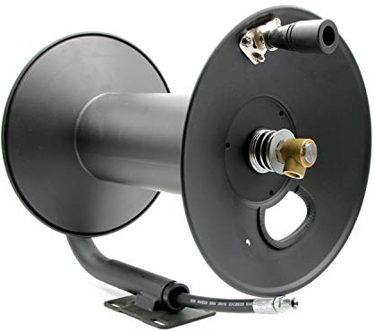 Equip2clean Pressure Washer Hose Reel | Holds 60m / 200ft | 3/8 High Pressure Hose, Manual Hand Crank, Full Flow Swivel Joint, 275 Bar Rated, Hose Storage Solution, Pressure Washer Accessories