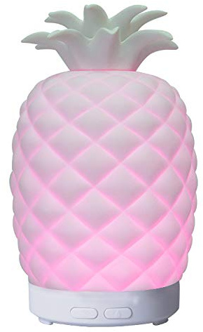 BOURGH Keramik Ananas Arom Diffuser für ätherische Öle mit Ultraschall Luftbefeuchter mit Farbwechsel für Sporft & Fitness Yoga