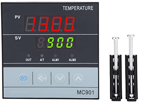 PID-Temperaturregler Dual-Display Relais-SSR-Integration, 2 Stk. | Hohe Empfindlichkeit durch eingebauten Chip, Universaleingang für K, E, J, N, S, T, R, B, Pt100