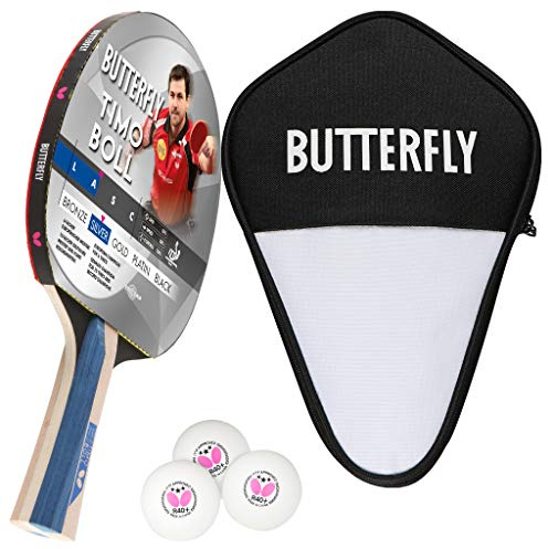 Butterfly® Timo Boll Silver Tischtennisschläger | Tischtennis Racket TT Hobbyschläger für ambitionierte Freizeitspieler | hochwertige Qualität | ITTF zertifizierter Addoy Belag | anatomische Griffform