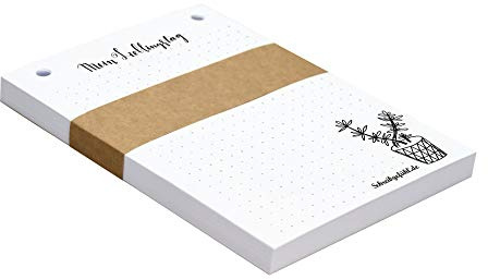 Notizzettel Mein Lieblingstag, Pflanze schwarz weiß, DIN A6, 100 Blatt | Notizblock, gelocht, Nachfüllpack, Handlettering-Motiv, für Notizzettelhalter Herr Merkel