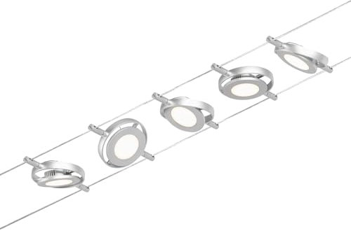 Paulmann Round Mac 94414 Set di Cavi LED RoundMac DC con 5 x 4,5 Watt espandibile, Cavo Metallico 3000 K, Cromo Opaco, Cromato