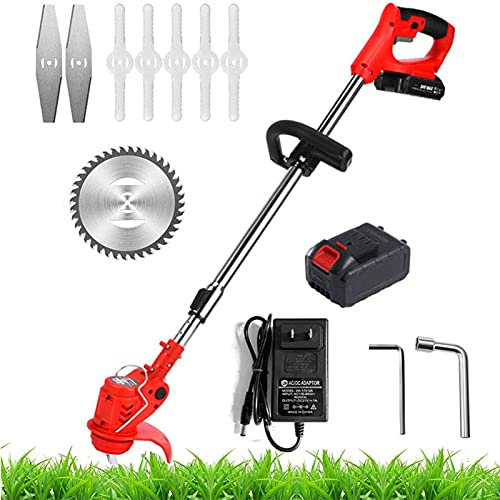 HLCUI Strimmer Cordless,12V/24V Garden Strimmer Grass Trimmer Lawn Edger with 3 Kinds of Blades, Telescopic Cordless Strimmer with Battery And Charger for Garden Cutting Grass Lawns,24V,1 battery