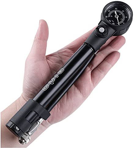 2 in 1 Bike Tire Pump & Shock Pump- Mini Hand Bike Pump Portable- 300PSI Bicycle Air Pump with Pressure Gauge- Presta and Schrader Valves Compatible
