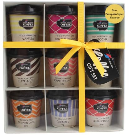 Coffee gift set 9 flavoured coffee gift set for women travel takeout cups gift set for adults includes irish cream caramel pumpkin spice flavour and more
